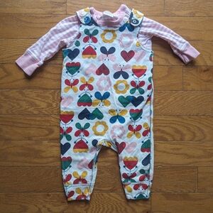 Hanna Anderson floral butterfly overall long sleeve stripped shirt combo